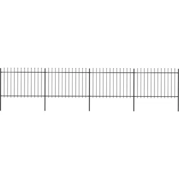Zahradní plot s kopím nahoře ocelový 714,5 x 120 cm černý - 8719883710440