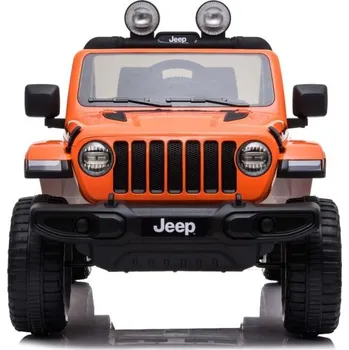 Dětské vozidlo Beneo Elektrické autíčko JEEP Wrangler, Jednomístné, Oranžová, Koženková sedadla, Rádio s Bluetooth přehrávačem, SD/USB vstup, Pohon 4x4, Lithiová baterie, EVA kola, Odpružená náprava, 2,4 GHz Dálkové Ovládání