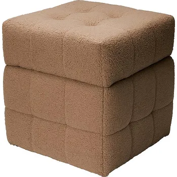 Obývací pokoj Home Styling Collection Taburet s úložným prostorem SQUARE, potah „beránek“, 38 × 38 × 37 cm, hnědý
