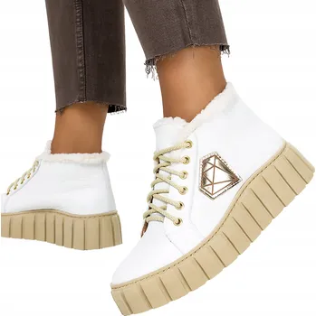 Dámská zimní obuv SNĚŽNÉ Kotníkové Boty KOTNÍKOVÉ BOTY Tenisky Kožíšek na platformě POLSKÝ VÝROBEK velikost 36