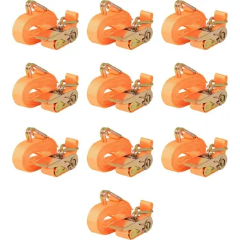 Upínací popruh Ráčnové upínací pásy, 10 ks, 0,4 tun, 6mx25mm, oranžové - 8718475562344
