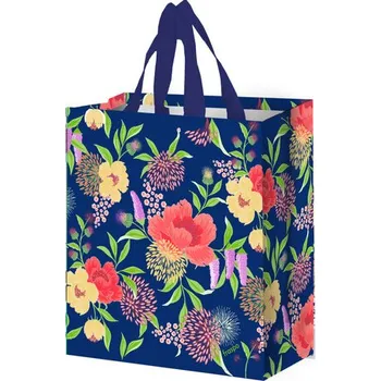 Taška lamino 14l květy modrá