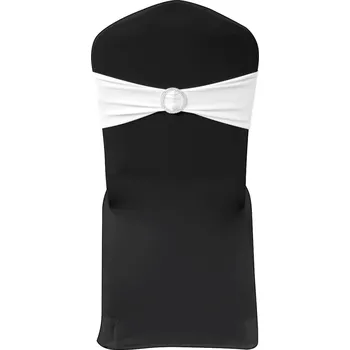 Potah na židli 25 ks bílá natahovací šerpa na židle s diamantovou přezkou - 8718475898597