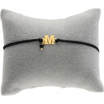 Náramek Zlatý provázkový náramek s libovolným písmenem, onyx, STŘÍBRO 925