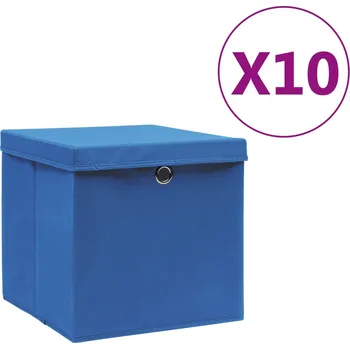Úložný box Úložné boxy s víky 10 ks 28 x 28 x 28 cm modré - 8720286087152