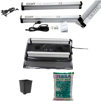 Osvětlení pro růst rostliny Growmarket GENT Set Zemina Propagation Double, 2x18W LED s časovačem, 58x38x22 cm