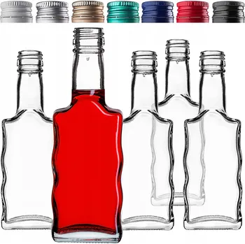 Sklenice SKLENĚNÁ LÁHEV FALA 200 ml NA LIKÉRY VÍNO LIKÉR VODKA BIMBER SE ŠROUBOVACÍM UZÁVĚREM