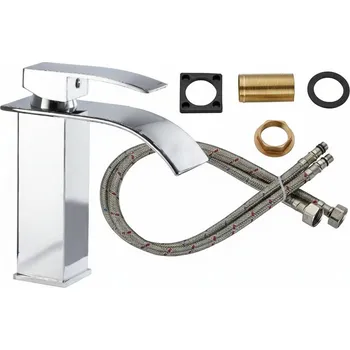 Vodovodní baterie Umyvadlová baterie stojánková koupelnová na desku oválná vysoká loft chrom