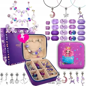 dětská sada na výrobu šperků Sada na výrobu náramků a náhrdelníků s přívěsky, korálky, 72 dílů