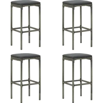 Barová židle Barové stoličky s poduškami 4 ks šedé polyratan - 8720286146507