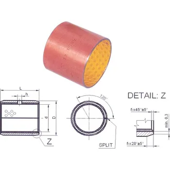 KX 3530 B20 pouzdro kluzné, nutné domazávat, nízkouhlíková ocel, mezivrstva bronz + POM kluzná vrstva