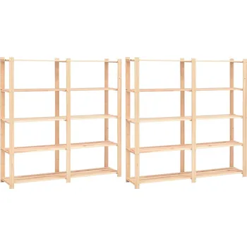 Dílenský regál Úložný regál 5 polic 2 ks 170x38x170 cm masivní borovice 500 kg - 8719883854649