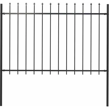 Zahradní plot s kopím nahoře ocelový 181 x 120 cm černý - 8719883586939