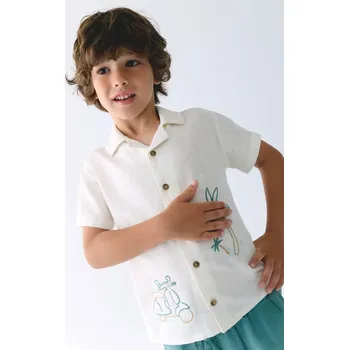 Chlapecká košile Dětská bavlněná košile Mayoral 3114.5D.Mini.PPY2 béžová 01X, vel. 128