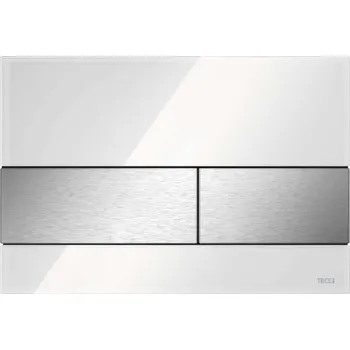 Splachovací tlačítko Tece TECEsquare - Ovládání splachování, úprava proti otiskům prstů, bílé sklo/kartáčovaný nerez 9240801