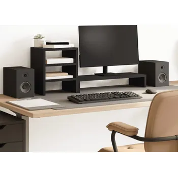 Držák monitoru Stojan na monitor s organizérem černý kompozitní dřevo - 8721158390226
