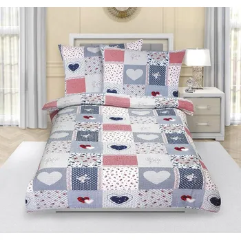 Povlečení Povlečení krepové - modré srdce 140x220, 70x90 cm