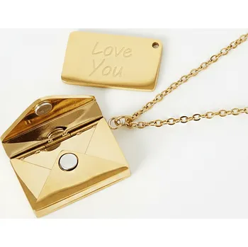 Náhrdelník Otevírací náhrdelník Zamilované psaníčko z pozlacené chirurgické oceli č. 1936