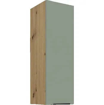 Kuchyňská skříňka Vysoká horní skříňka LUNARA - šířka 30 cm, zelená / dub artisan