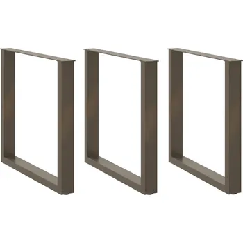 Jídelní stůl Nohy k jídelnímu stolu ve tvaru U, 3 ks, přírodní ocel, 90 x (72-73) cm, ocel - 8721158311504