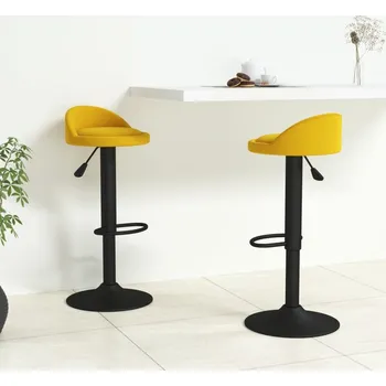 Barová židle Barové stoličky 2 ks žluté samet - 8720286519882