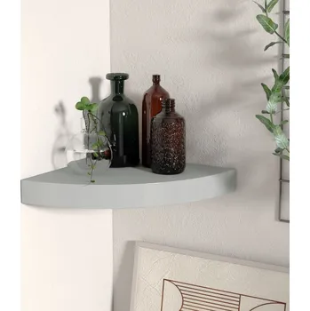 police Plovoucí rohová police šedá 25 x 25 x 3,8 cm MDF - 8720286075326