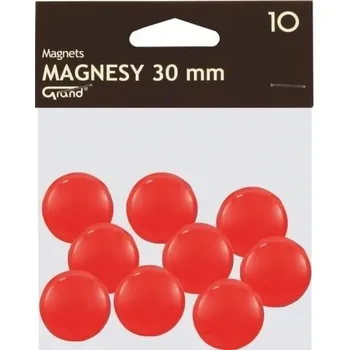 Dekorativní magnet Magnet v plastu kulatý 30mm 10ks červený 130-1695