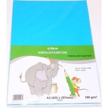Výtvarný papír Karton kreslící A3/50ks MODRÁ 180g / ks