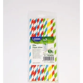 Slámka papírová Spirála , barevná pr.6mmx20cm, 25 ks ( 40806)