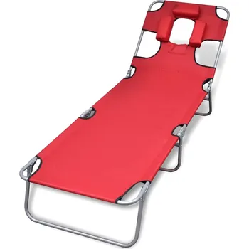 Zahradní lehátko Skládací opalovací lehátko s podhlavníky prášková ocel červené - 8718475910473