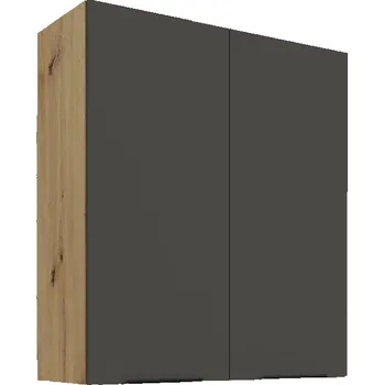 Kuchyňská skříňka Vysoká horní skříňka LUNARA - šířka 80 cm, grafit / dub artisan