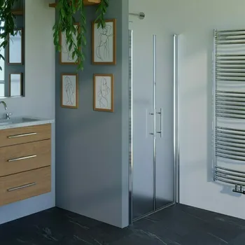 Sprchové dveře Dveře sprchové dvoukřídlé WECCO 1000 mm lesklý hliník/matné sklo