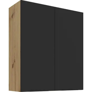 Kuchyňská skříňka Vysoká horní skříňka LUNARA - šířka 80 cm, černá / dub artisan