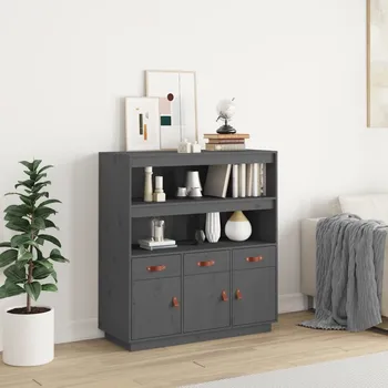 Příborník do zásuvky Skříň highboard šedá 100x40x108,5 cm masivní borové dřevo - 8720287205579