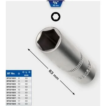 Brilliant Tools BT021822 Šestihranný nástrčný ořech 3/8", dlouhé provedení, 10 mm