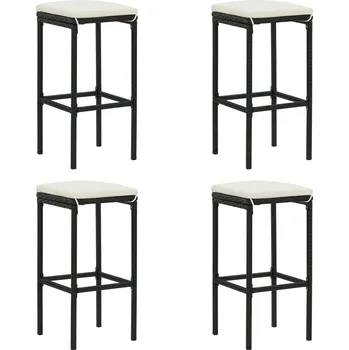 Barová židle Barové stoličky s poduškami 4 ks černé polyratan - 8720286146491