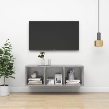 Televizní stolek Nástěnná TV skříňka betonově šedá 37 x 37 x 107 cm dřevotříska - 8720286353929