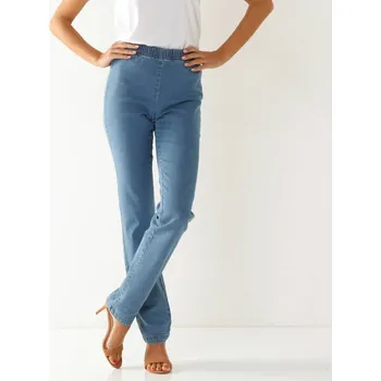 Dámské kalhoty Tvarující kalhoty s pružným pasem a efektem plochého břicha sepraná modrá 52