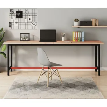 vidaXL Pracovní stůl 220 x 55 x 81,5 cm masivní bukové dřevo a kov [3188908]