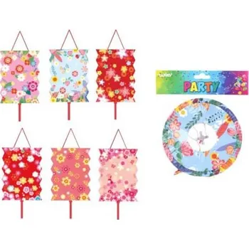 Party dekorace Lampion válec 16 cm Květiny W039036