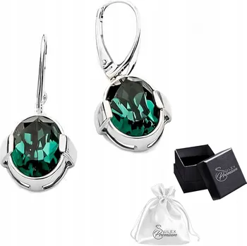 Náušnice Stříbrné náušnice ryzost 925 , Dárek Náušnice elegantní Smaragd Křišťál