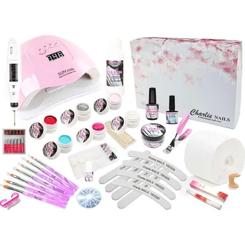 Startovací sada na gelové nehty XXXL 120W růžová s bruskou 10W