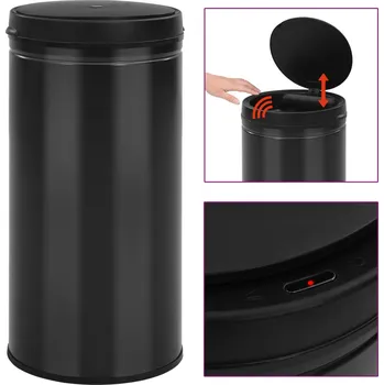 Odpadkový koš Odpadkový koš s automatickým senzorem 70 l uhlíková ocel černý - 8720286044094