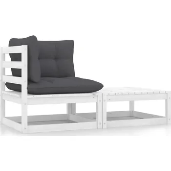 Zahradní sestava 2dílný zahradní souprava s poduškami bílá masivní borovice - 8720286355695