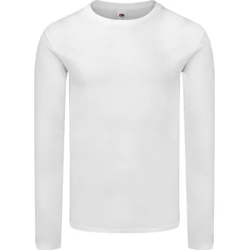 Pánské tričko Tričko s dlouhým rukávem Fruit of the Loom bílé 100% bavlna XL kulatý