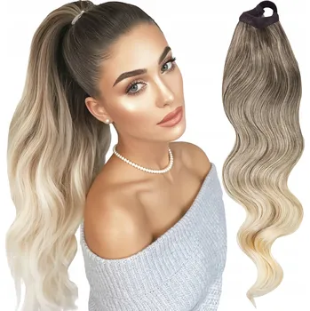 Příčesek Culík Příčesek na Gumičce Syntetické Vlasy Kudrnaté Ombre Blond 60cm 12/16/613