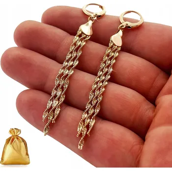 Náušnice ZLATÉ NÁUŠNICE S DLOUHÝMI ZÁVĚSNÝMI CHVOJÍ Z CHIRURGICKÉ OCELI PRO NI, PRO MAMINKU