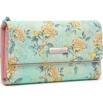Peněženka Miss Lulu dámská peněženka s potiskem květin - zelená LP2353F