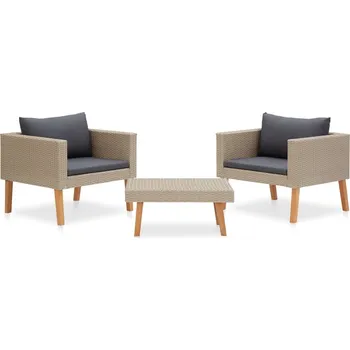 Zahradní sestava 3dílná zahradní sedací souprava s poduškami polyratan béžová - 8720286073575