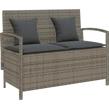 Zahradní lavice Zahradní lavice s polštářem Šedý polyratan - 8721158666598